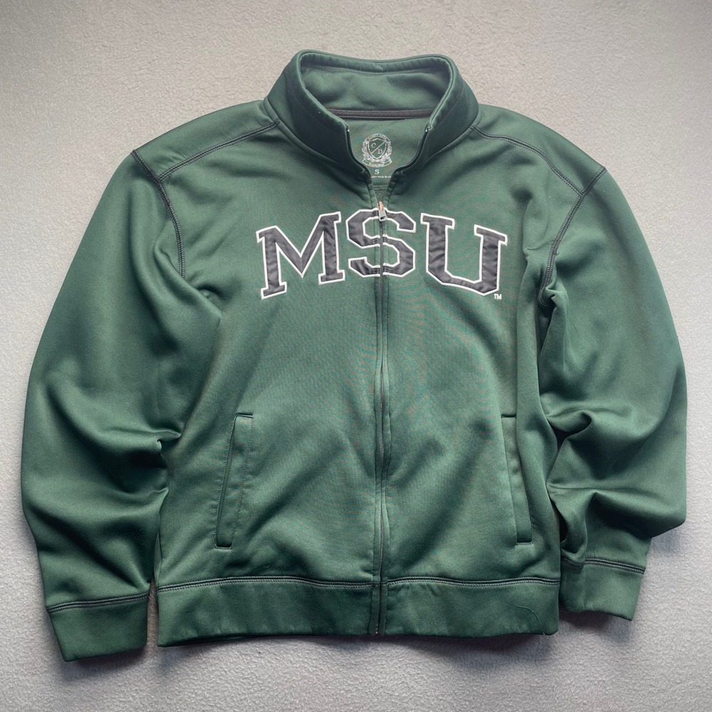 Campus Drive MSU Michigan State Spartans Full Zip Jacket Mens Small Green‎ GOOD